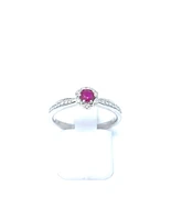 14K White Gold Ruby and Diamond Ring-Size 6.5