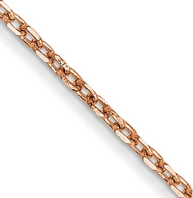 14K Rose Gold Diamond-Cut Cable Chain with Lobster Clasp - 1.00 mm Various Length