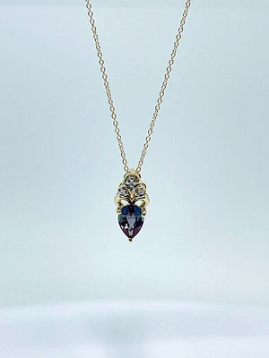 Created Alexandrite and Diamond Pendant