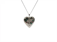 925 Sterling Silver Locket with Cubic Zirconia Cross and Decals with Chain - 18 Inches