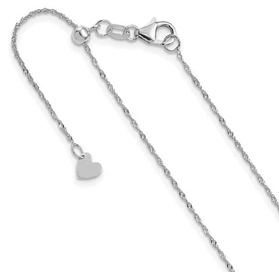 Adjustable 10K Gold Singapore Chain 16" - 22" 0.9mm