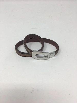 Double Wrap Silver Buckle Bracelet