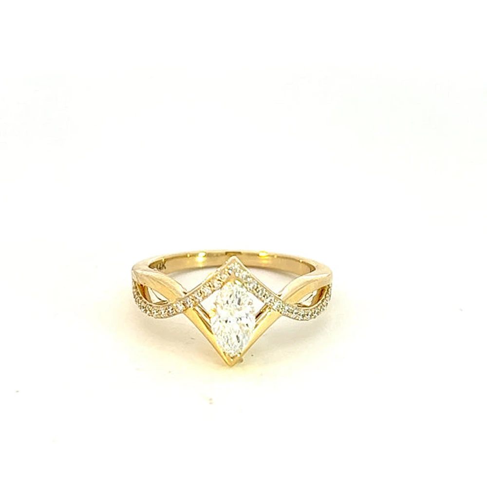 14K Yellow Gold 0.76cttw Marquise Cut Lab Grown Diamond Ring, 6 - / White