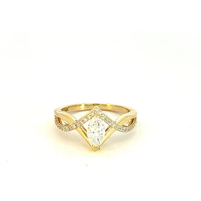 14K Yellow Gold 0.76cttw Marquise Cut Lab Grown Diamond Ring, 6 - / White