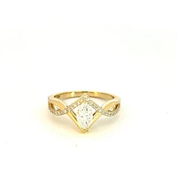 14K Yellow Gold 0.76cttw Marquise Cut Lab Grown Diamond Ring, 6 - / White