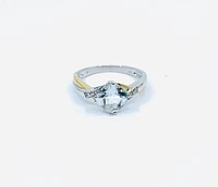10K White and Yellow Gold Aquamarine Ring- Size 6.5
