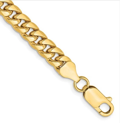 10K Yellow Gold Semi-Solid Miami Cuban Link Curb Chain