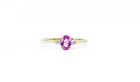 14K Yellow Gold Pink Sapphire 0.62cttw & Canadian Diamond 0.08cttw Ring