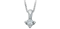 14K White Gold 0.17cttw Princess Cut Square Cut Canadian Diamond Necklace, 18”