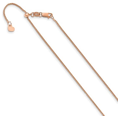 Adjustable 10K Gold Wheat Chain 16" - 22" 1.0mm