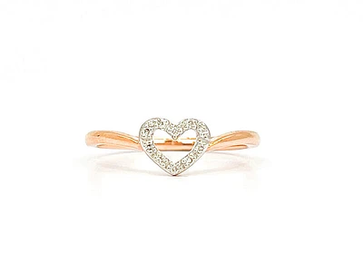 10K Rose Gold 0.05cttw Diamond Heart Ring, Size 6.5
