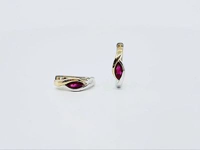 10K 2 Tone Gold Genuine Ruby Earrings