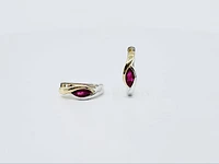 10K 2 Tone Gold Genuine Ruby Earrings