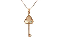 10K Rose Gold Mother of Pearl and 0.02cttw Diamond Pendant, 18"