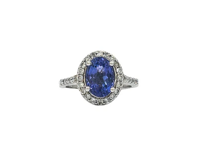 14K White Gold 2.50cttw Genuine Tanzanite and 0.40cttw Diamond Ring, size 6.5