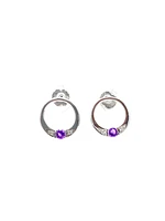 10K White Gold 0.10cttw Amethyst & 0.02cttw Diamond Eternity Stud Earrings