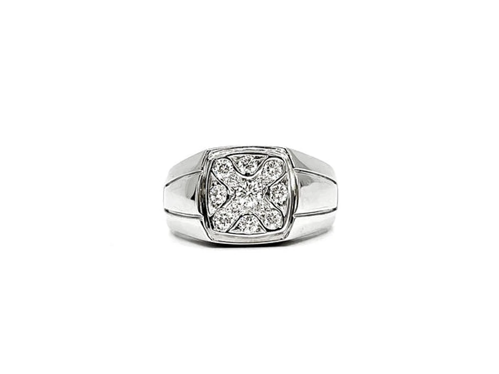 14K White Gold 0.50cttw Diamond Gents Ring, size 10
