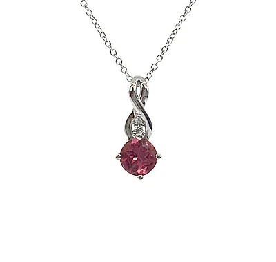 10K White Gold 0.45cttw Pink Tourmaline and 0.01cttw Diamond Pendant, 18"