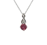 10K White Gold 0.45cttw Pink Tourmaline and 0.01cttw Diamond Pendant, 18"