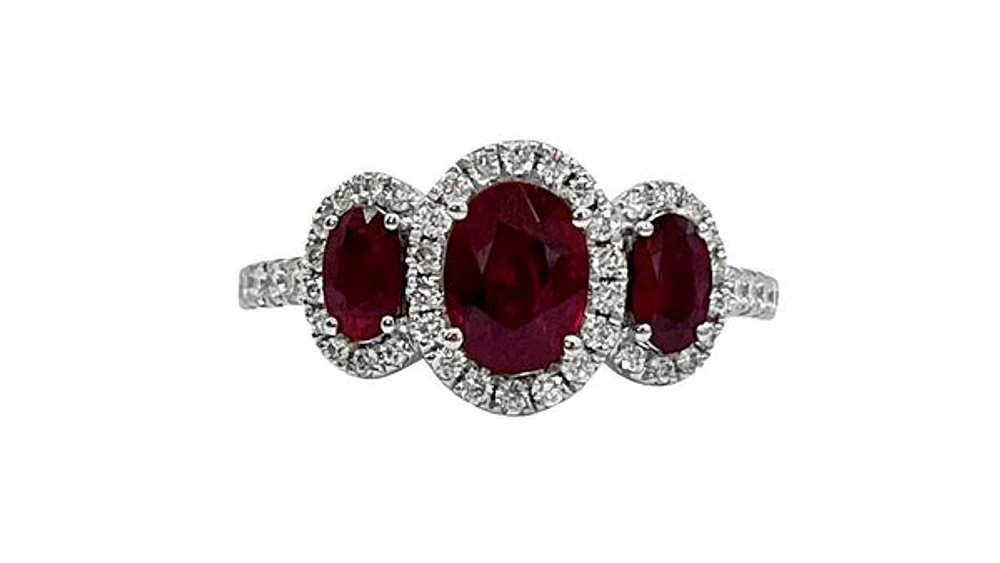 Platinum 1.38cttw Ruby and 0.42cttw Diamond Ring - Size 7