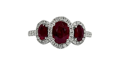 Platinum 1.38cttw Ruby and 0.42cttw Diamond Ring - Size 7