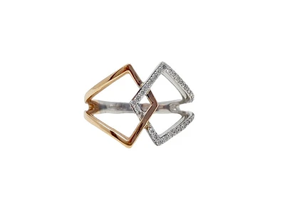 10K White and Rose Gold 0.20cttw Diamond Ring, Size 6.5