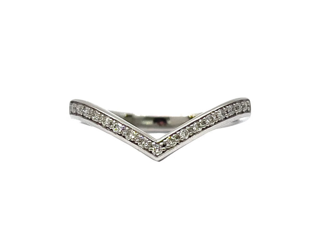 10K White Gold Diamond “V” Ring