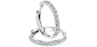 14K White Gold 1.50cttw Lab Grown Diamond Hoop Earrings - 24mm