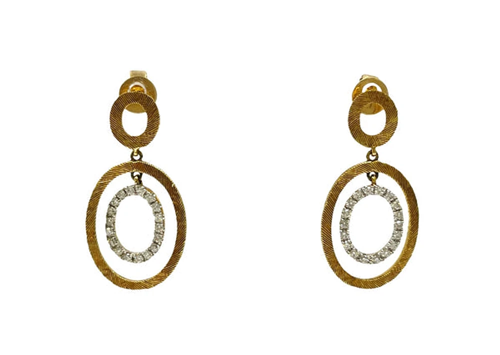 14K 2 Tone 0.25cttw Diamond Earrings