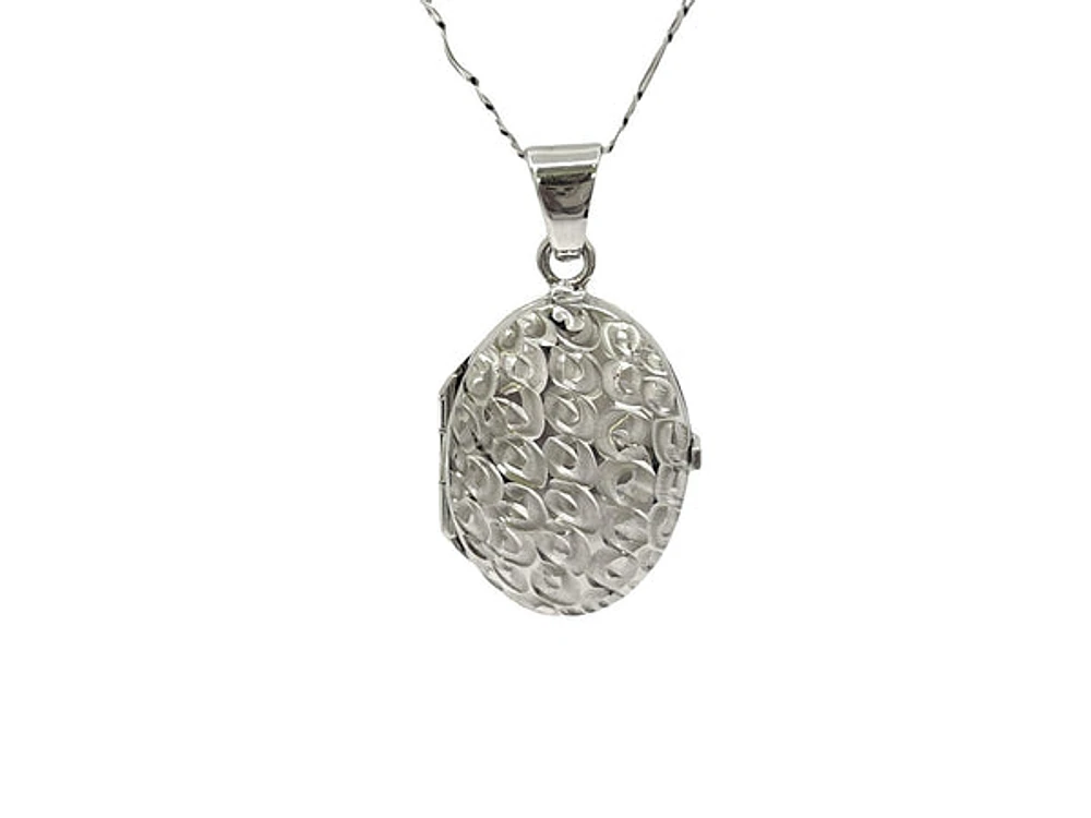 10K White Gold Locket, 18"