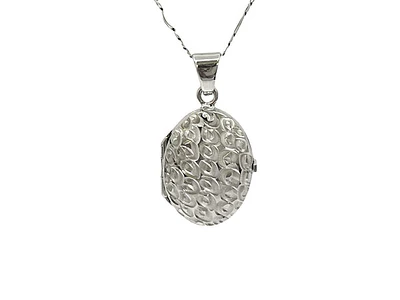 10K White Gold Locket, 18"