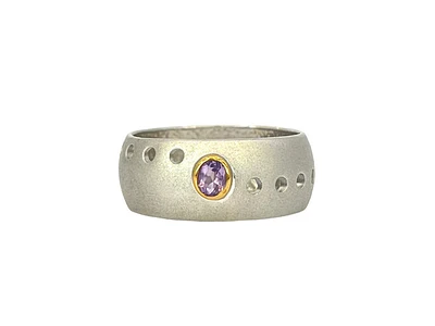 Silver & 18K Yellow Gold Plated Amethyst Ring, 8