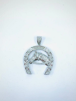 Horseshoe Sterling Silver Charm w /CZ