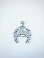 Horseshoe Sterling Silver Charm w /CZ