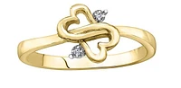 10K Yellow Gold 0.01cttw Diamond Double Heart Ring, size 6.5