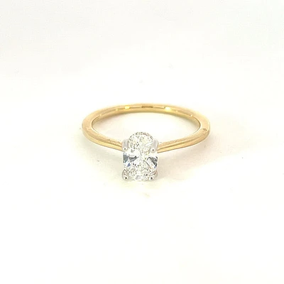 14K Oval Cut Hidden Halo Diamond Ring - Mount Only (No centre diamond) / Gold