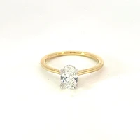 14K Oval Cut Hidden Halo Diamond Ring - Mount Only (No centre diamond) / Gold