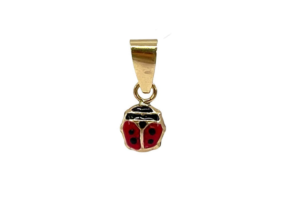 10K Yellow Gold 5mm x 5.3mm Enamel Coated Lady Bug Pendant - Sold without Chain