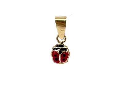 10K Yellow Gold 5mm x 5.3mm Enamel Coated Lady Bug Pendant - Sold without Chain