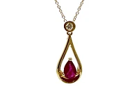 10K Yellow Gold 0.45cttw Ruby and 0.055cttw Diamond Necklace, 18"