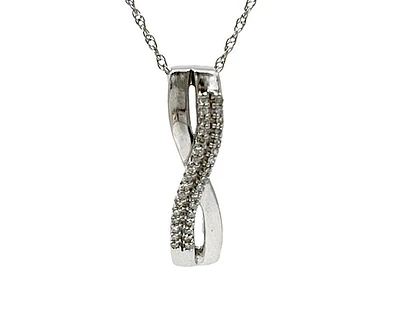 10K White Gold 0.05cttw Diamond Pendant, 18"