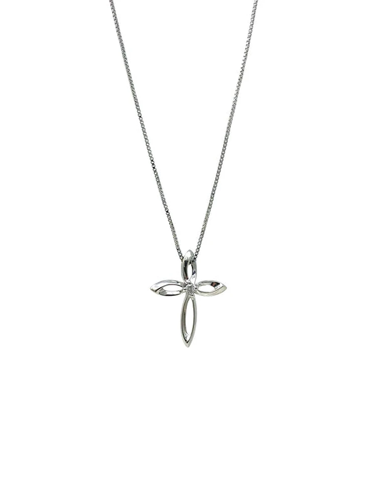 Diamond Cross Silver Necklace