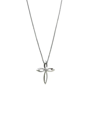 Diamond Cross Silver Necklace