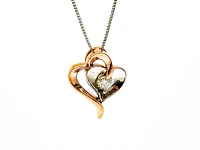 10K Rose Gold & White Gold 0.096cttw Canadian Diamond Heart Pendant, 18"
