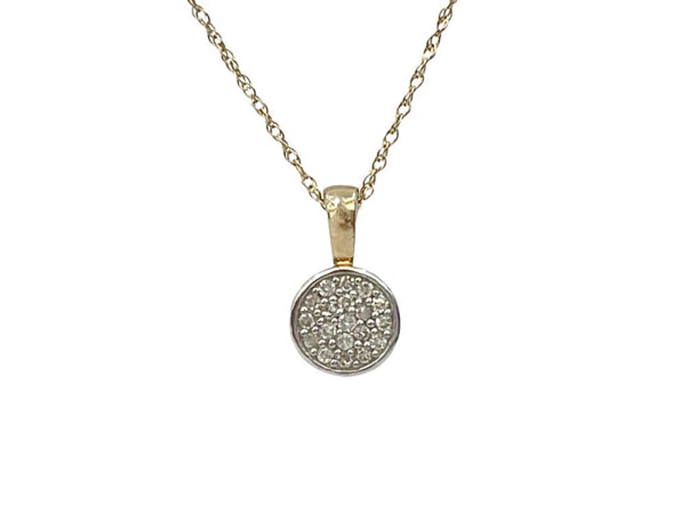 10K White & Yellow Gold 0.10cttw Diamond Pendant, 18"