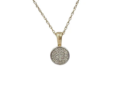 10K White & Yellow Gold 0.10cttw Diamond Pendant, 18"