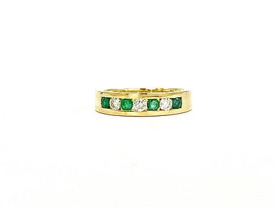 10K Yellow Gold 0.25cttw Genuine Emerald & 0.18cttw Diamond Channel Set Ring / Band - 5