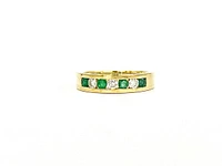 10K Yellow Gold 0.25cttw Genuine Emerald & 0.18cttw Diamond Channel Set Ring / Band - 5