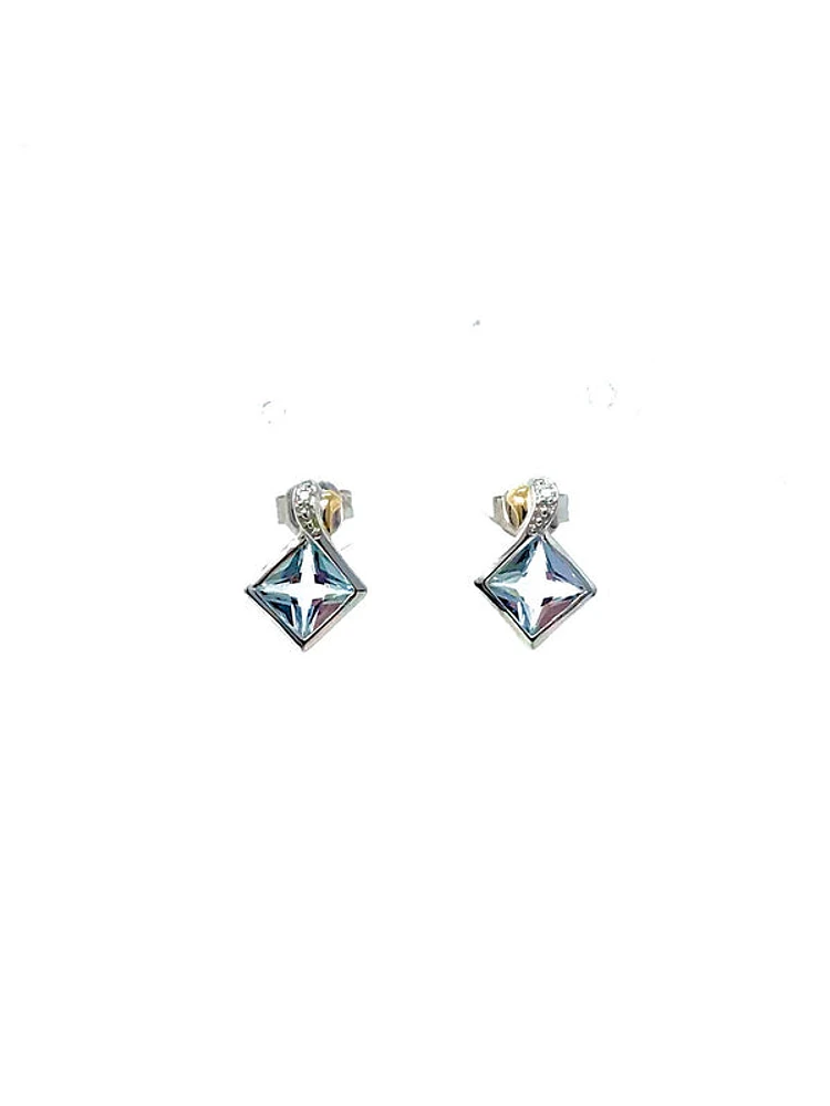 AQUAMARINE AND DIAMOND EARINGS