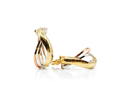 10K TRI-TONE GOLD HOOP EARRINGS